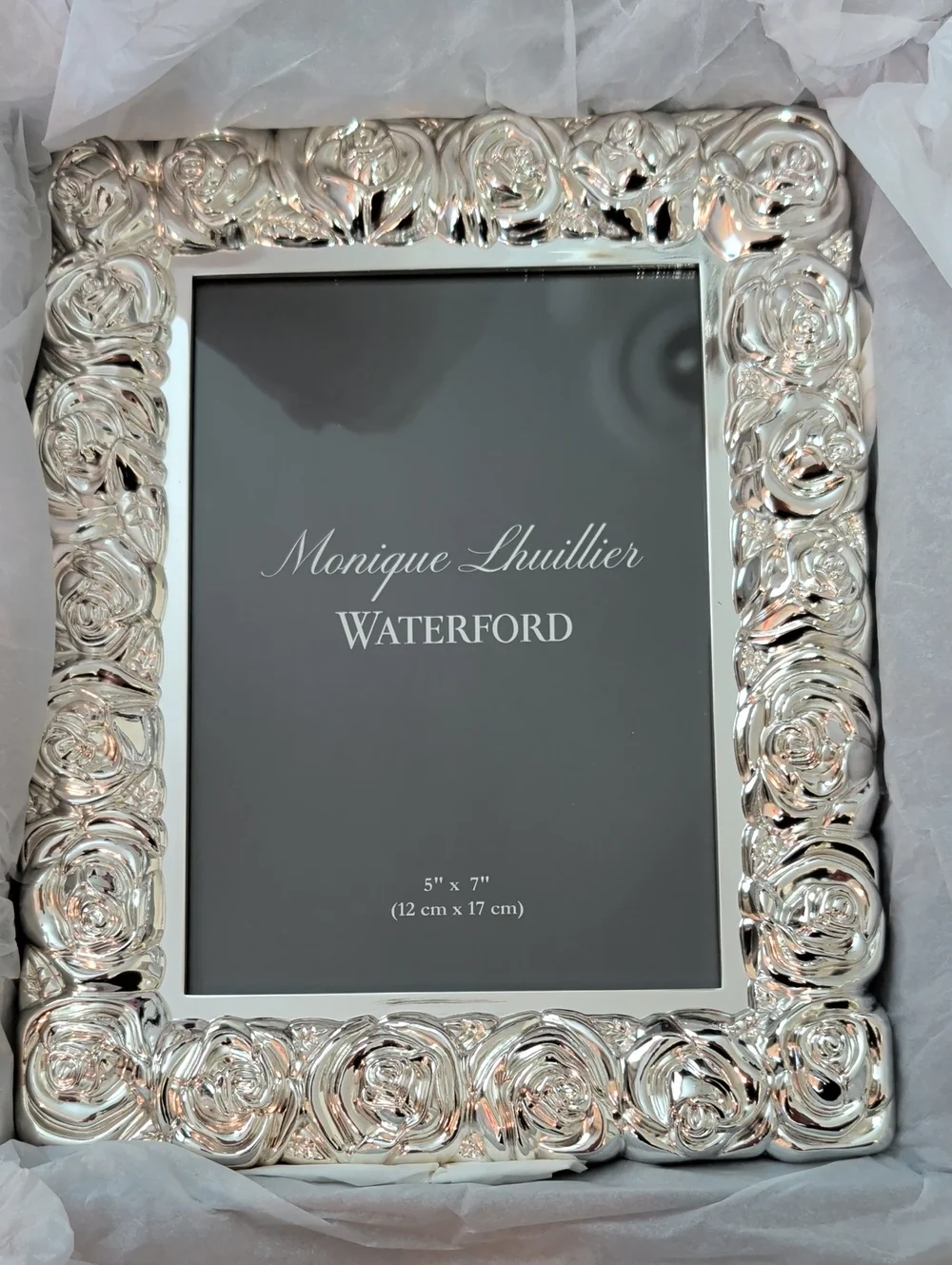 Waterford Silver Rose Motif Picture Frame